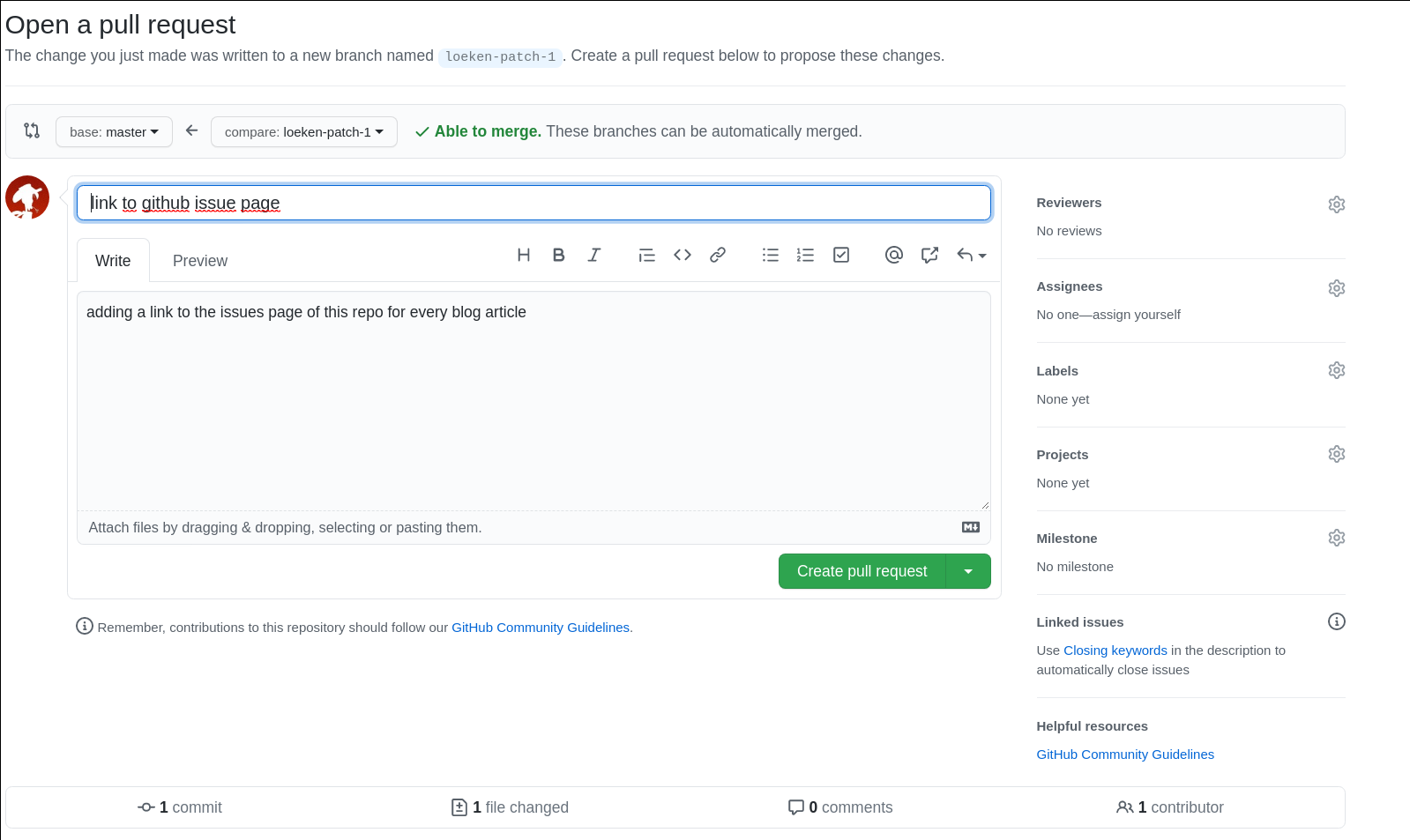 Create PR at Github